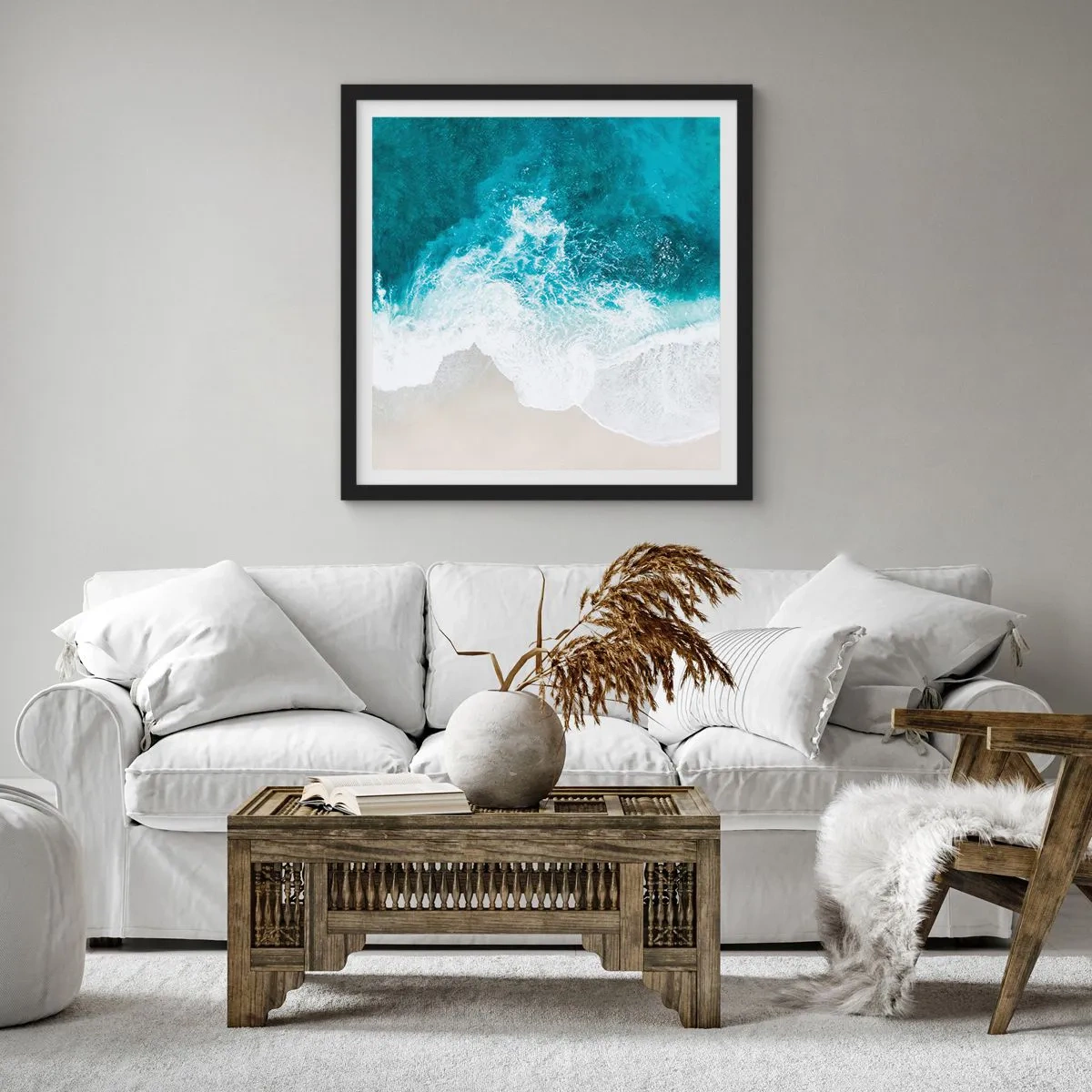 Poster în ramă neagră - Mângâiere naturală - 50x50 cm