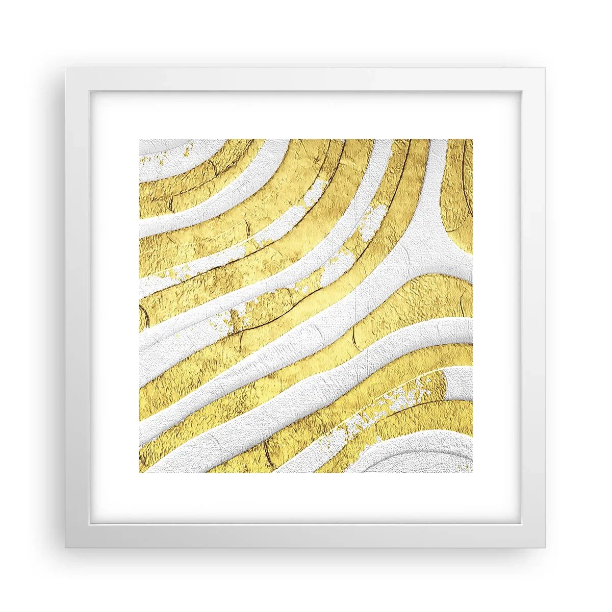 Poster în ramă albă - Compoziția în alb și auriu - 30x30 cm
