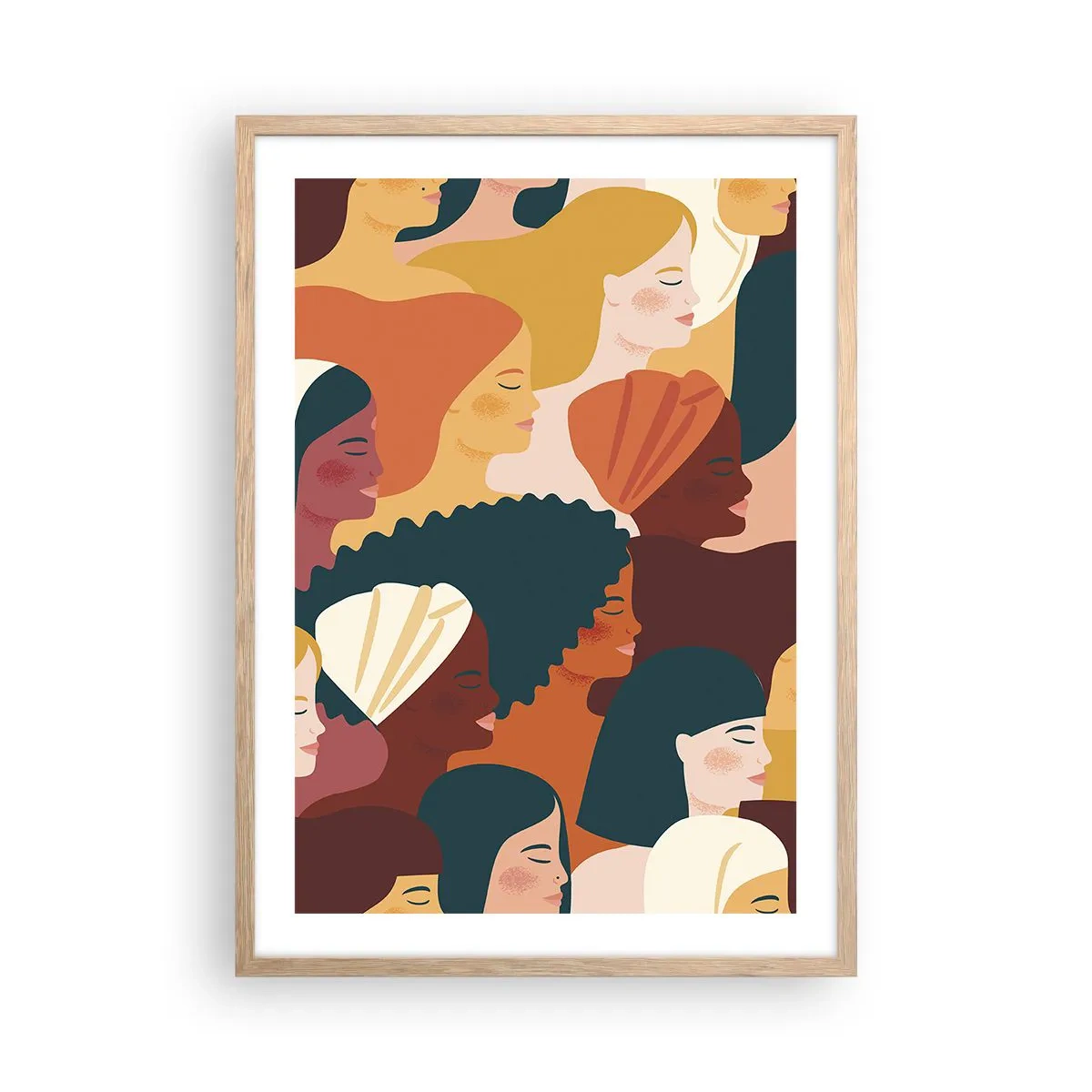 Poster în ramă de stejar deschis - Numai feminitate - 50x70 cm