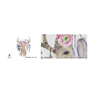 Mostră tapet Premium Sand - Ghidul sufletului - blând, inocent - Abstracția, Animale, Cerb - 100x30 cm