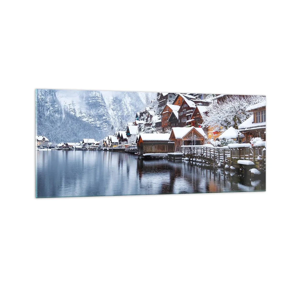 Tablou pe sticlă - În decor de iarnă - 100x40 cm