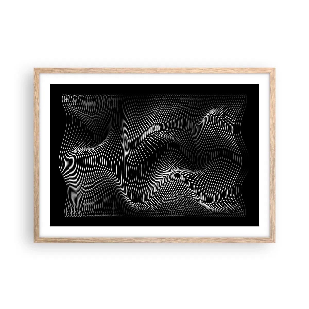 Poster în ramă de stejar deschis - Dansul luminii în spațiu - 70x50 cm