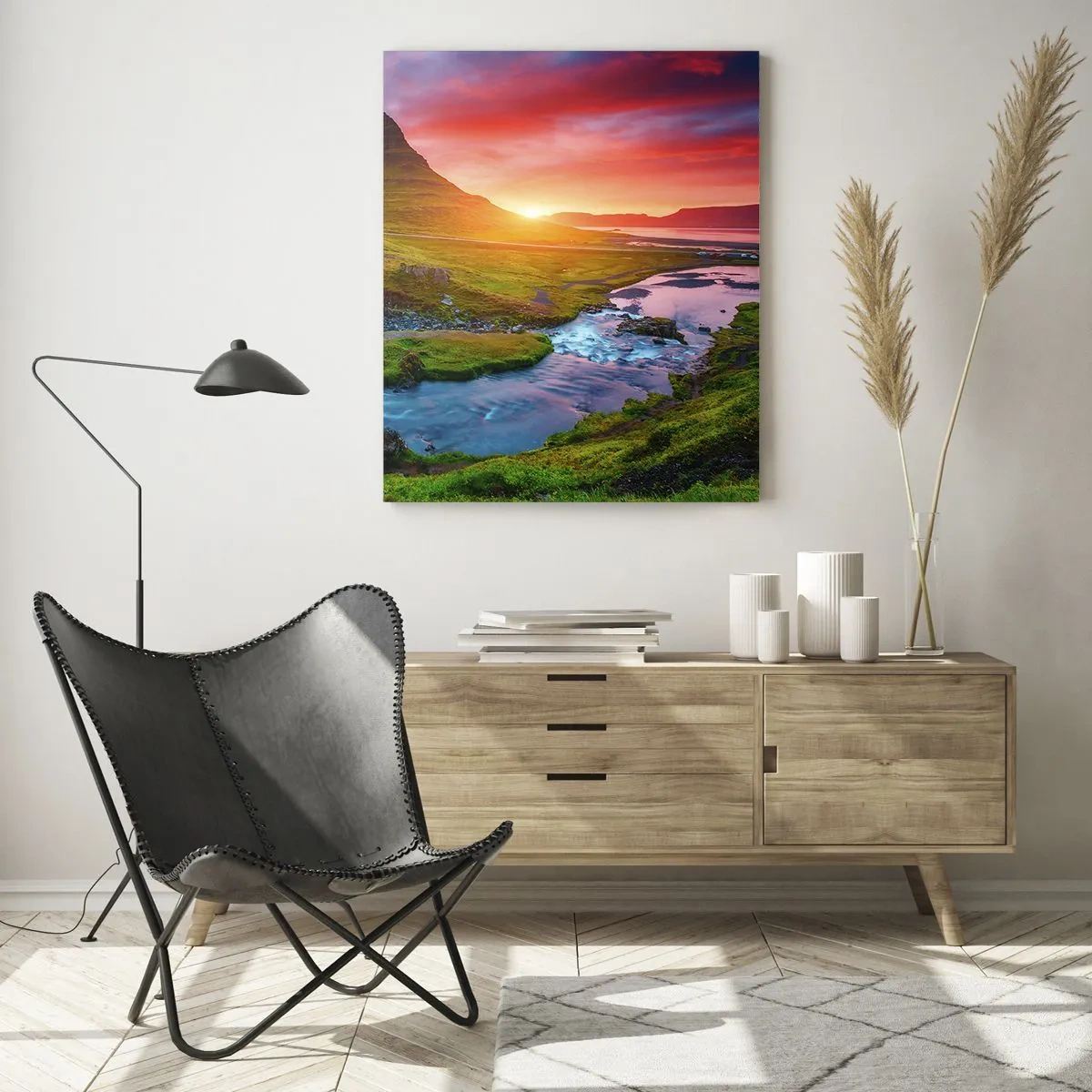 Tablou pe sticlă - Islanda - foc și apă - 50x70 cm