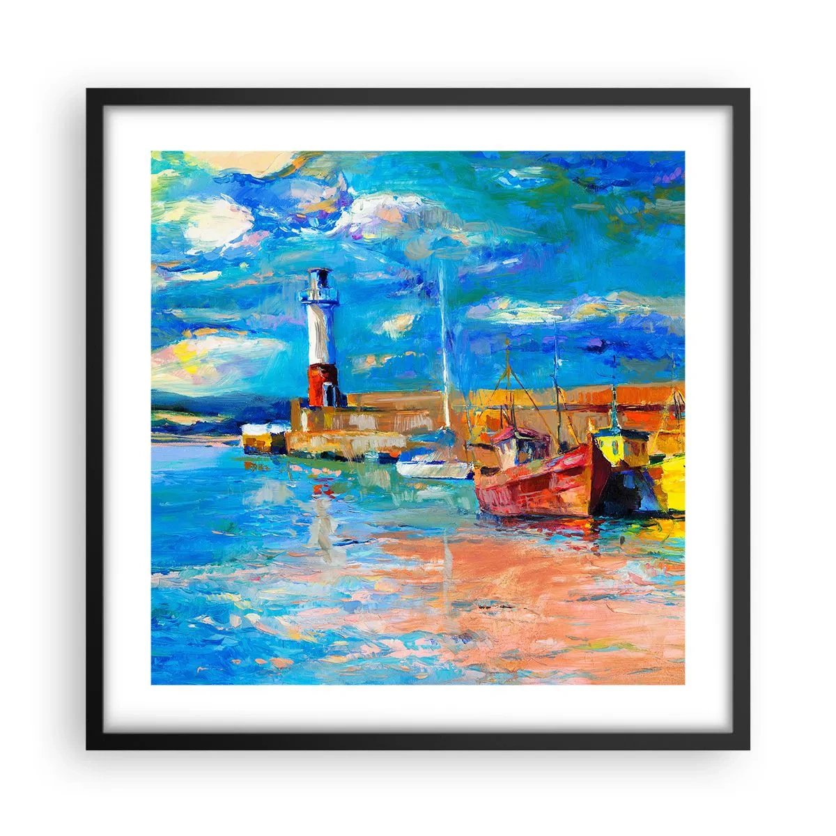 Poster în ramă neagră - După-amiază în golful de curcubeu - 50x50 cm