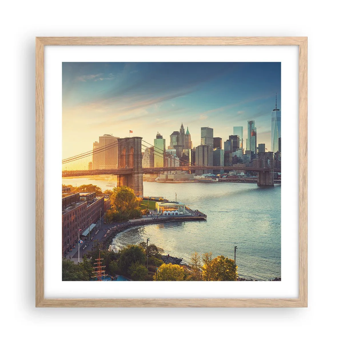 Poster în ramă de stejar deschis - Zorii metropolitani - 50x50 cm