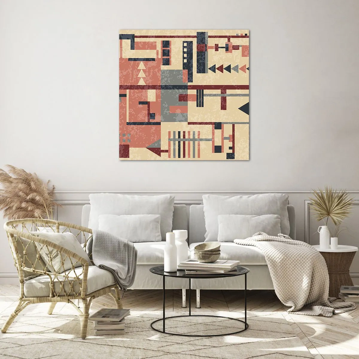 Tablou pe sticlă - Combinație de verticale și orizontale - 70x70 cm
