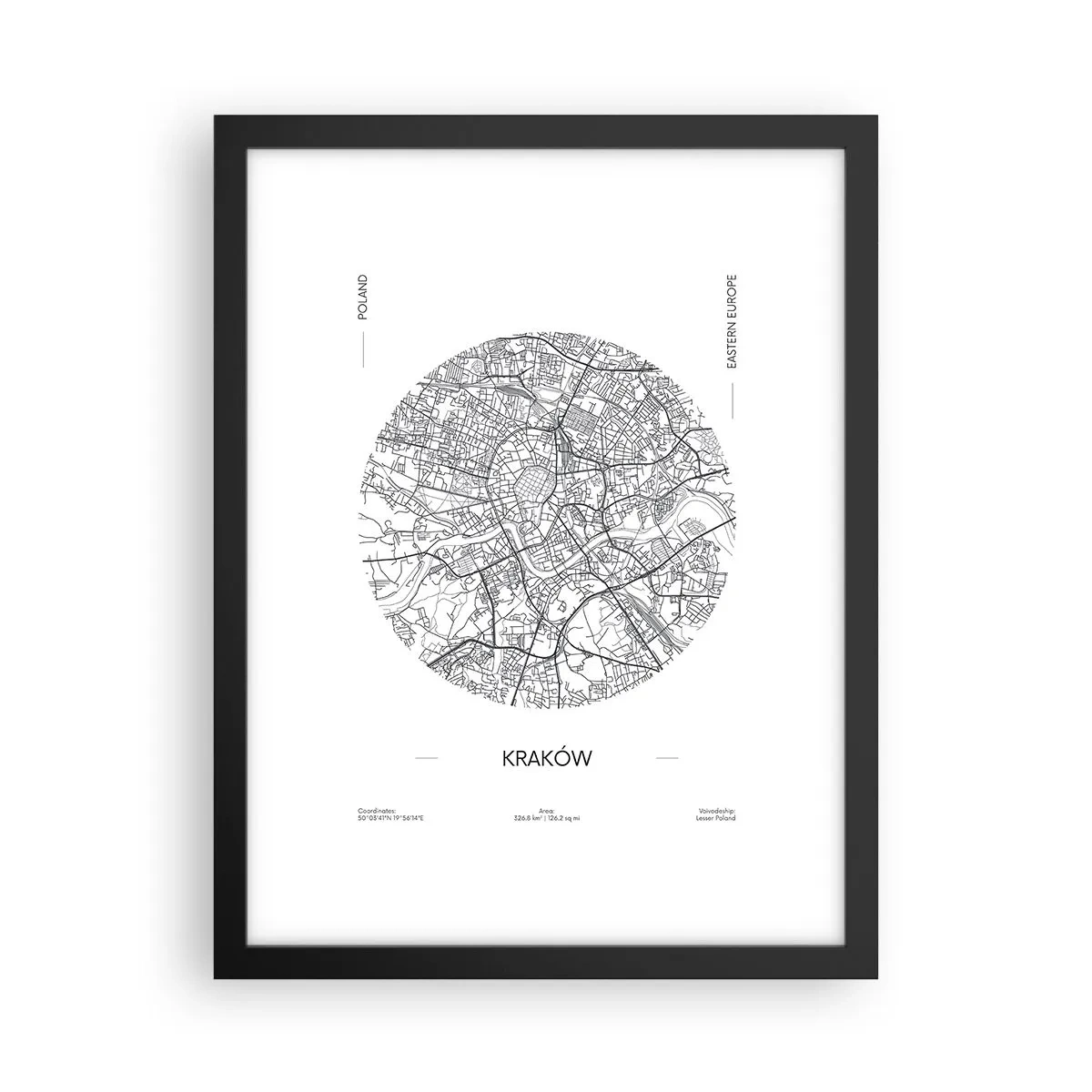 Poster în ramă neagră - Anatomia Cracoviei - 30x40 cm