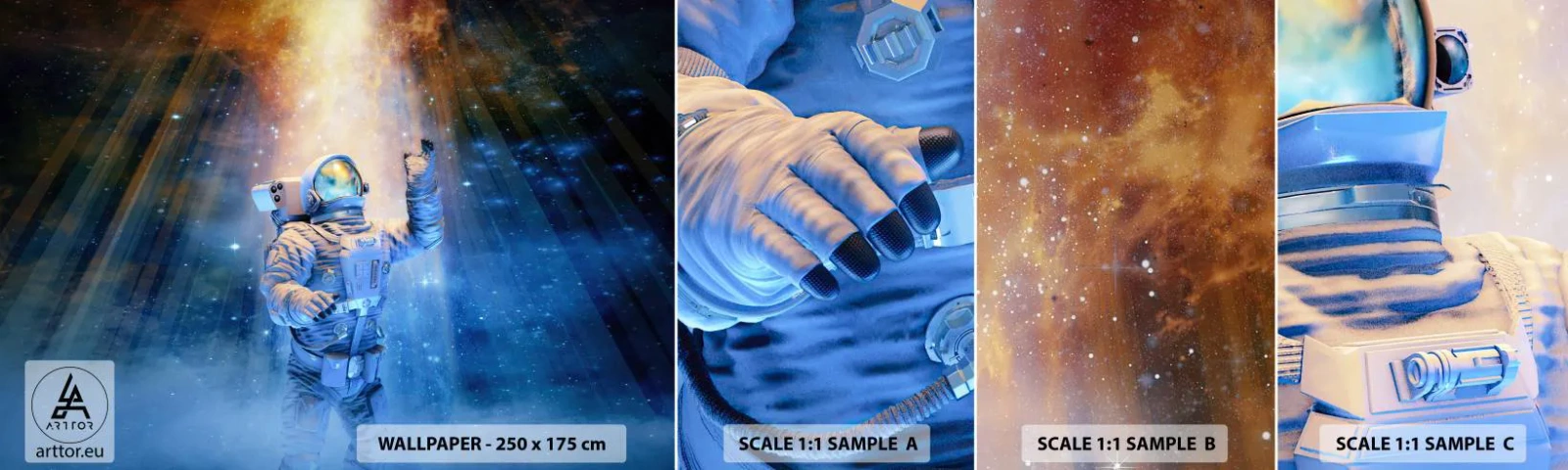 Mostră de Tapet Standard Eco - În cele din urmă am ajuns - Abstracția, Astronaut, Cosmos - 100x30 cm