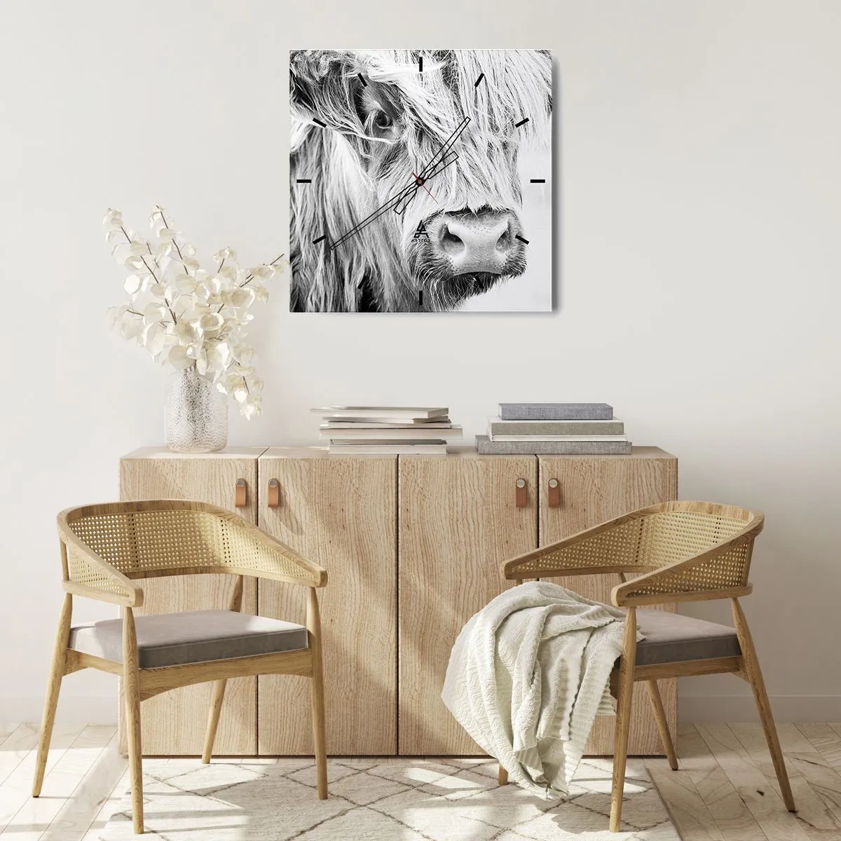 Ceas de perete - Ceas pe sticlă - Sălbăticie scoțiană - 40x40 cm