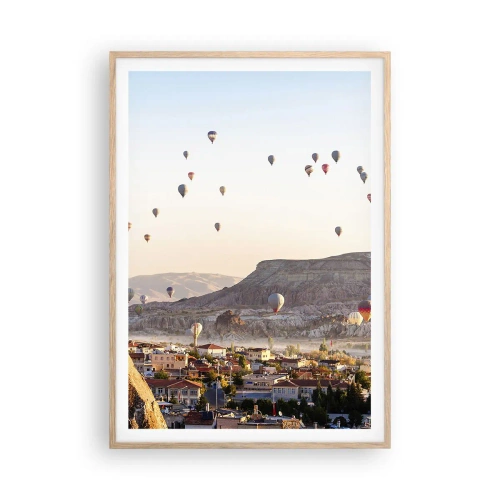 Poster în ramă de stejar deschis - Ca niște nave pe cer - 70x100 cm