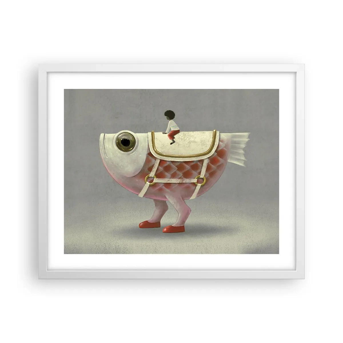 Poster în ramă albă - Călărețul Pescărel - 50x40 cm