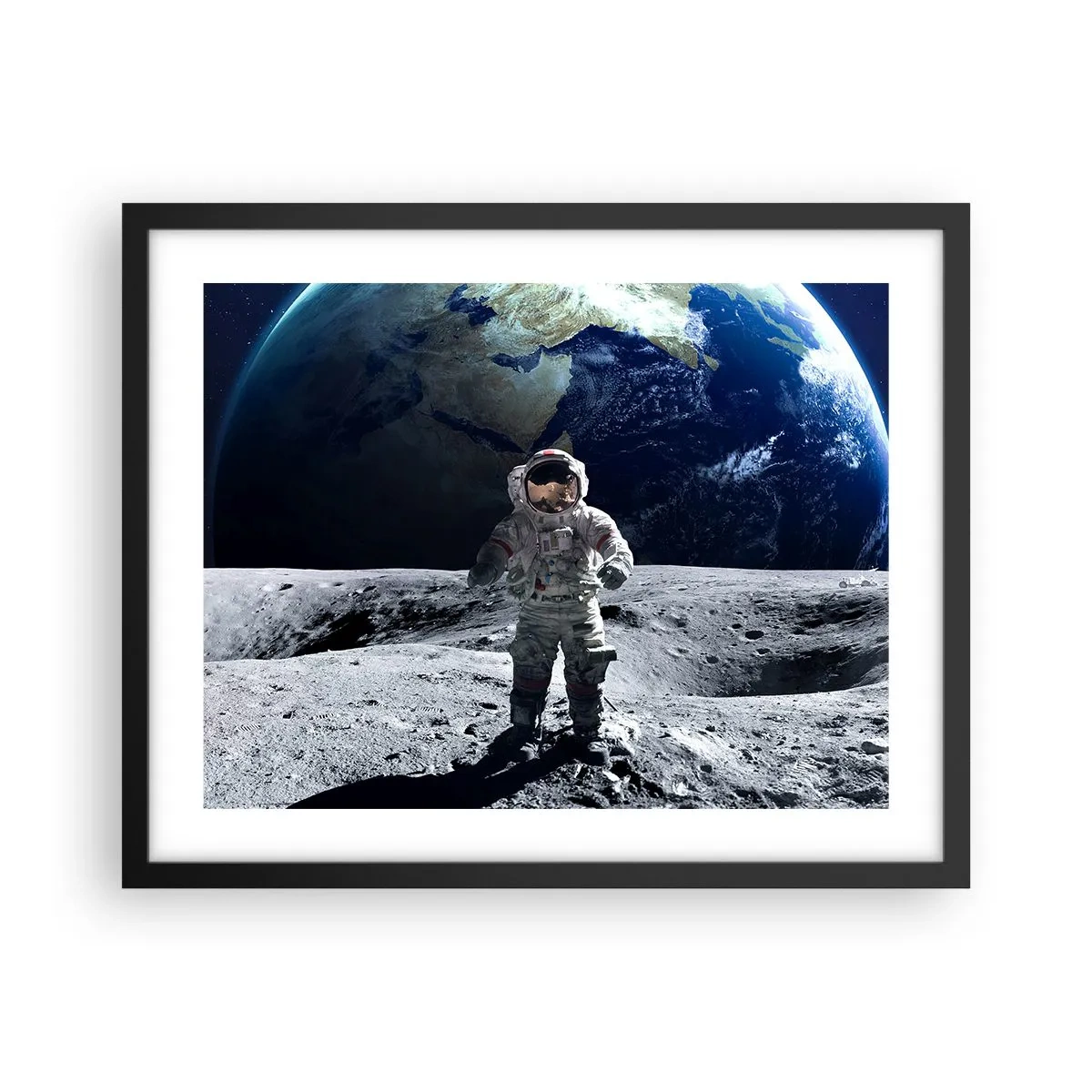 Poster în ramă neagră - Salutări de pe Lună - 50x40 cm