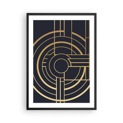 Poster în ramă neagră - Model geometric Art Deco cu elemente aurii pe un fundal închis - 50x70cm - Întoarcerea lucrurilor - Decorațiune modernă pentru perete pentru living și dormitor ARTTOR