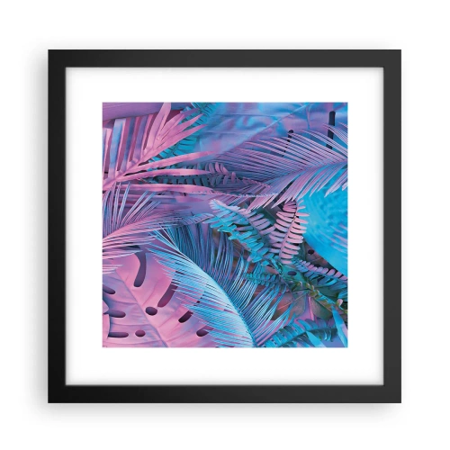 Poster în ramă neagră - Palmieri în alb și albastru - 30x30 cm