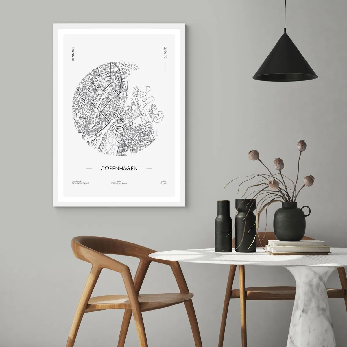 Poster în ramă albă - Anatomia Copenhagăi - 70x100 cm