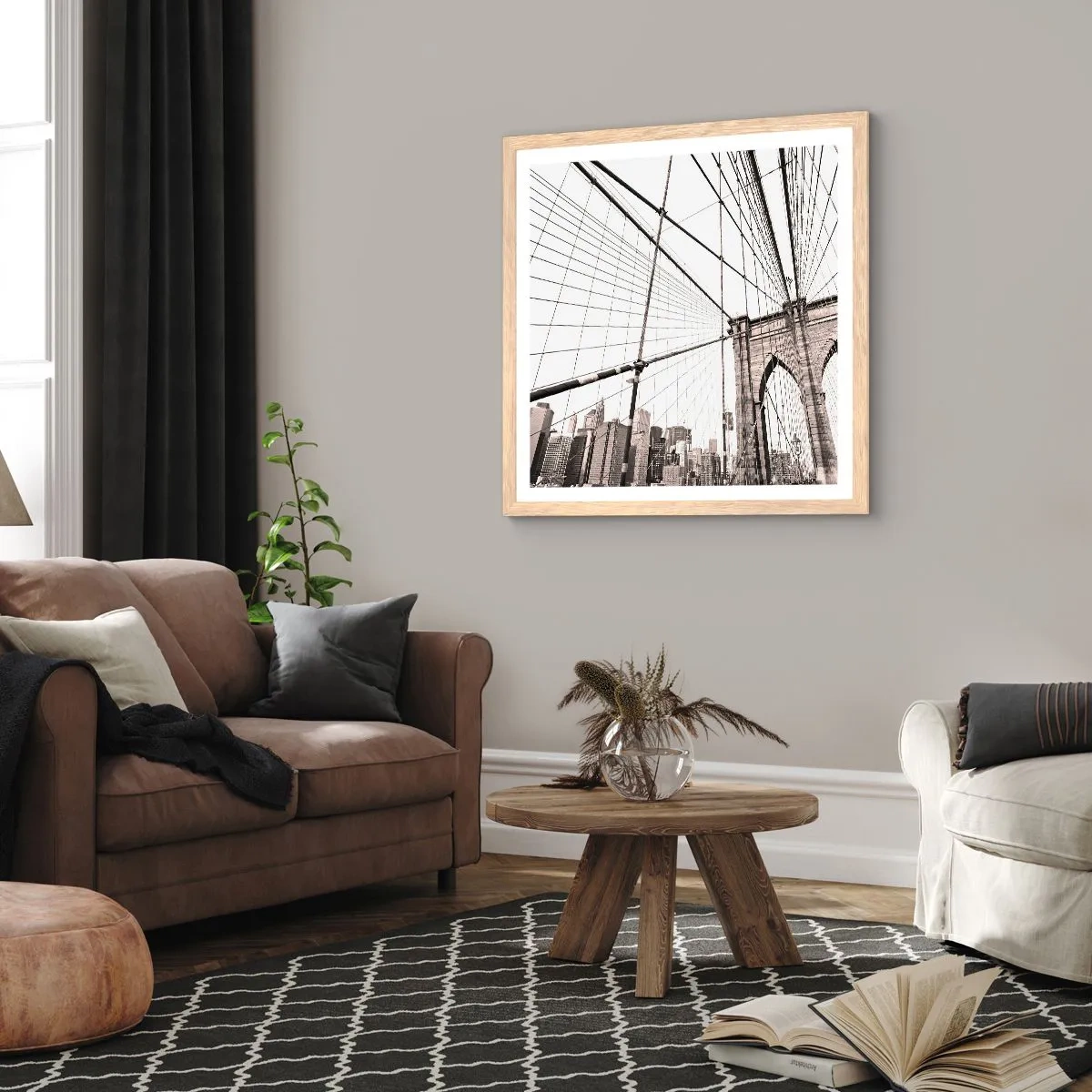 Poster în ramă de stejar deschis - Catedrala din New York - 50x50 cm