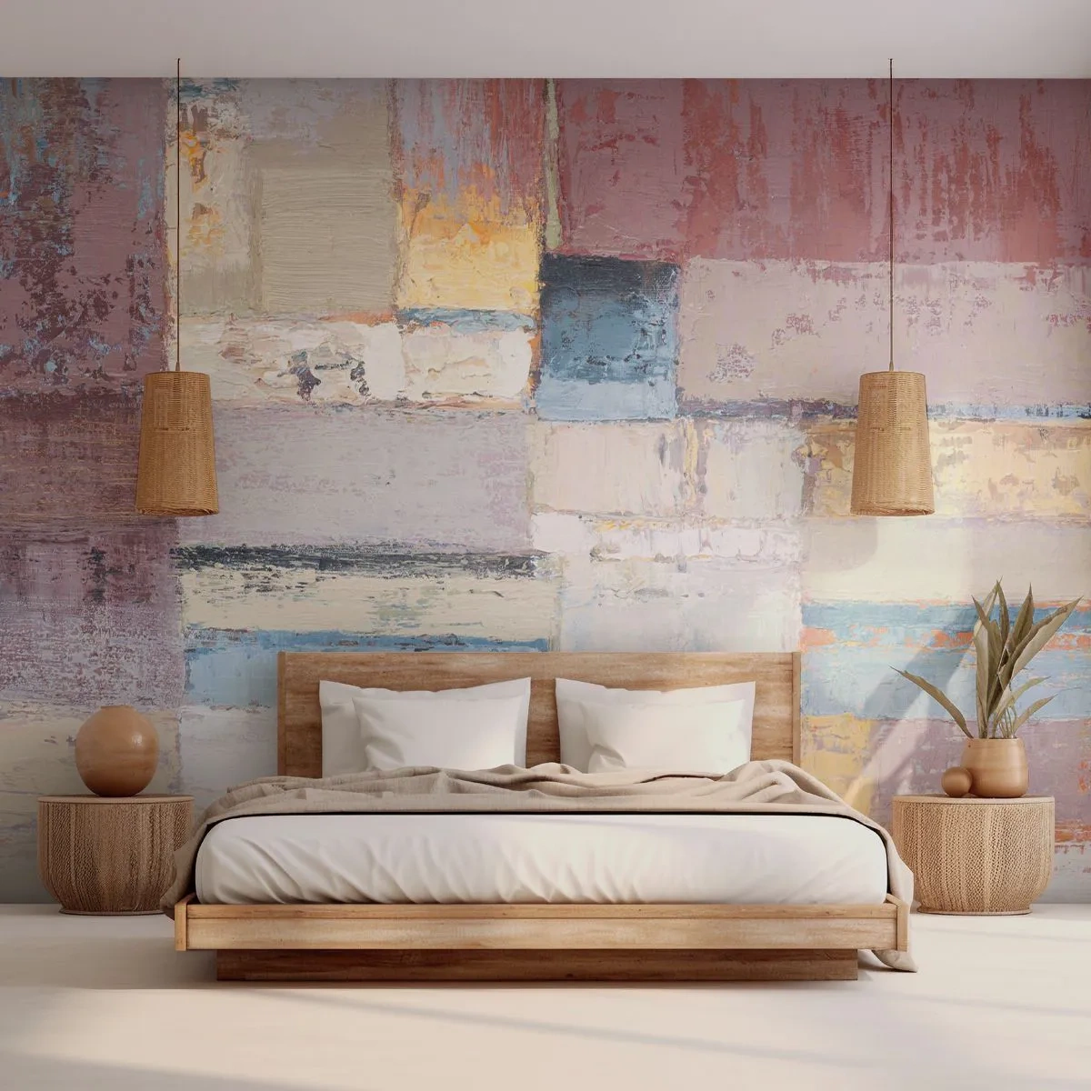 Tapet Premium Canvas - Liniștea geometriei - Abstracția, Pastel, Minimalist - 350x256 cm