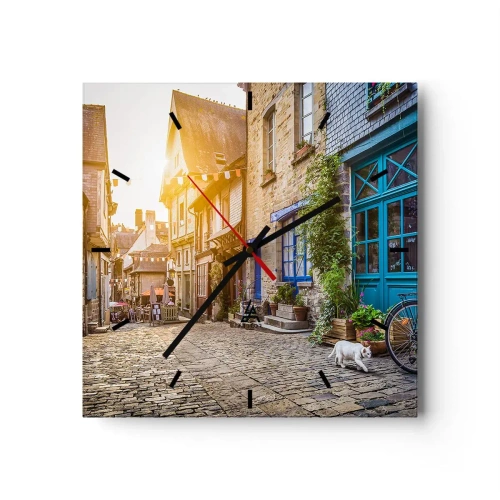 Ceas de perete - Ceas pe sticlă - Fantoma albă a orașului - 30x30 cm