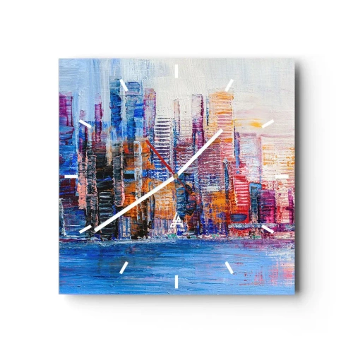 Ceas de perete - Ceas pe sticlă - O metropolă veselă - 30x30 cm