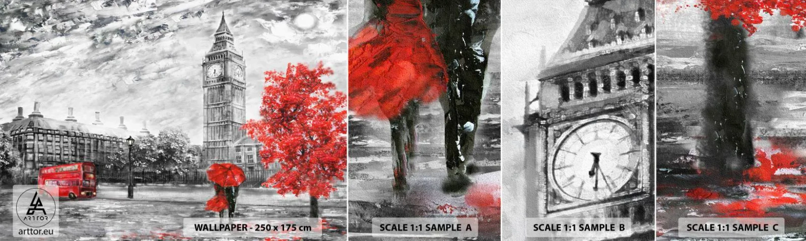 Mostră de Tapet Standard Eco - O zi excitantă - Oraș, Londra, Arhitectură - 100x30 cm