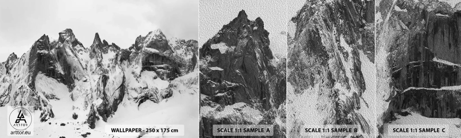 Mostră tapet Premium Sand - Amenințarea crestei de granit - Peisaj, Munţi, Alpi - 100x30 cm