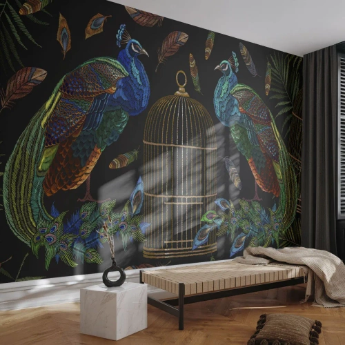 Tapet Premium Sand - În veșmânt regal - Abstracția, Păun, Pana de paun - 350x256 cm