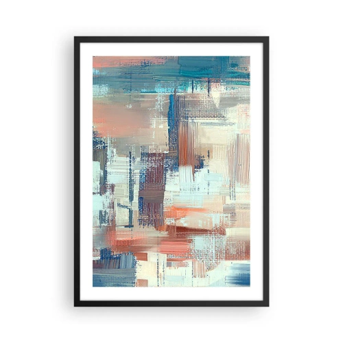 Poster în ramă neagră - compoziție abstractă de tușe de pensulă în culori calde. - 50x70cm - Întinde-te spre lumină - Decorațiune modernă pentru perete pentru living și dormitor ARTTOR