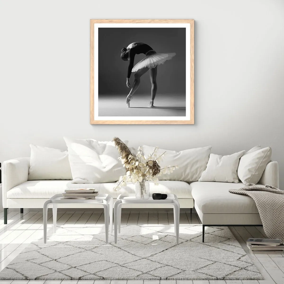 Poster în ramă de stejar deschis - Bella balerina - 40x40 cm