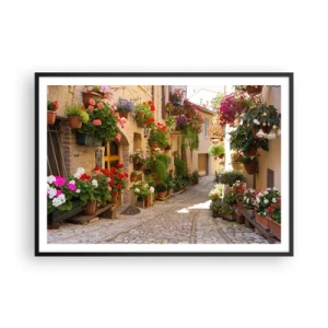 Poster în ramă neagră - Într-un potop de flori - 100x70 cm