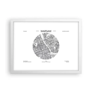 Poster în ramă albă - Anatomia Varșoviei - 40x30 cm