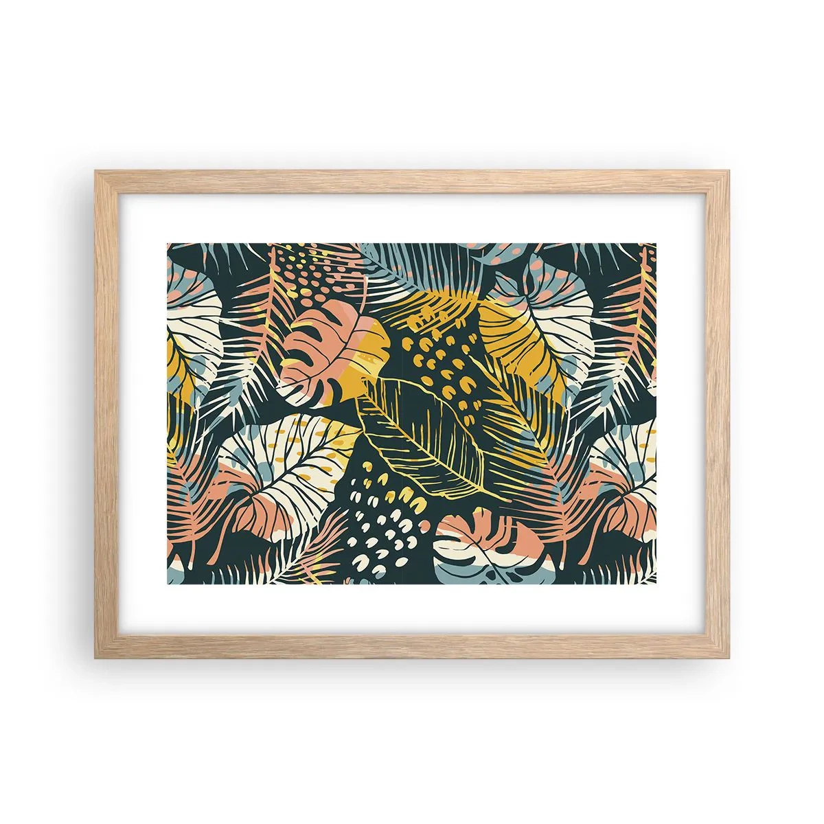 Poster în ramă de stejar deschis - Fantezie cu frunze - 40x30 cm