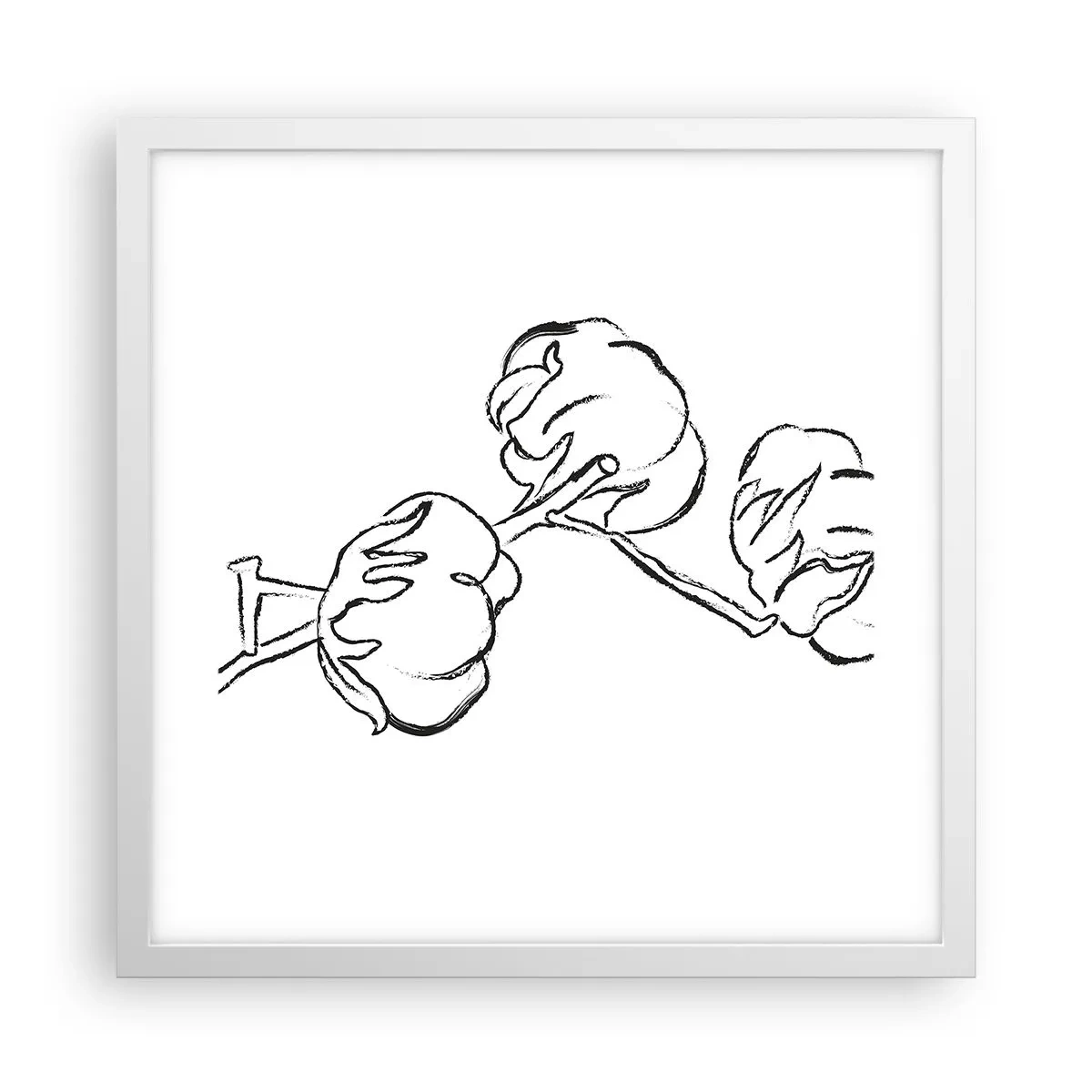 Poster în ramă albă - Pufuri de bumbac - 40x40 cm