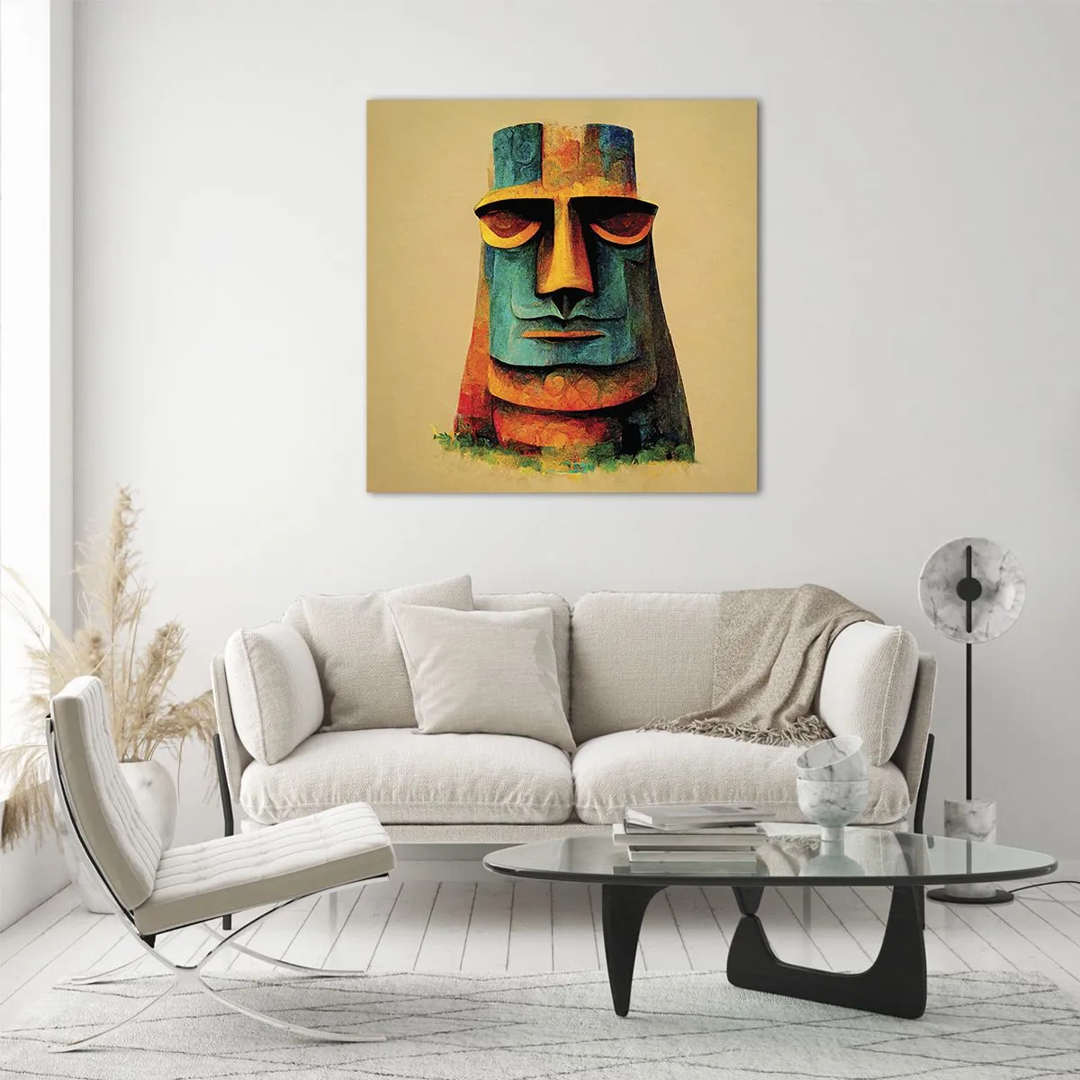 Tablou pe sticlă - Statuie, dar simpatică - 60x60 cm