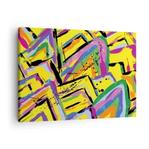 Tablou pe pânză Canvas - Abstracție vie în culori strălucitoare și forme dinamice - 70x50cm - Strigă de bucurie - Decorațiune modernă pentru perete pentru living și dormitor ARTTOR