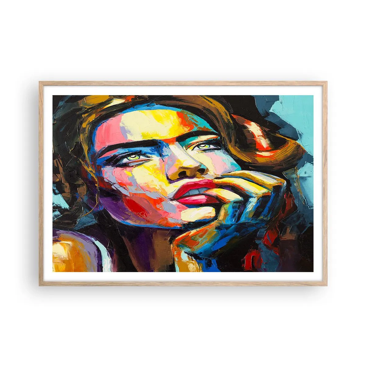 Poster în ramă de stejar deschis - Visele ca niște păsări se înalță pe cer - 100x70 cm