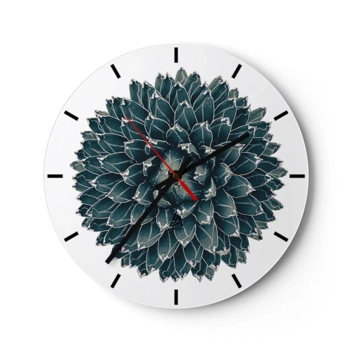 Ceas de perete - Ceas pe sticlă - Rozetă suculentă simetrică în nuanțe de verde - 30x30cm - Steaua deșertului - Decorațiune modernă pentru perete pentru living, bucătărie și dormitor ARTTOR