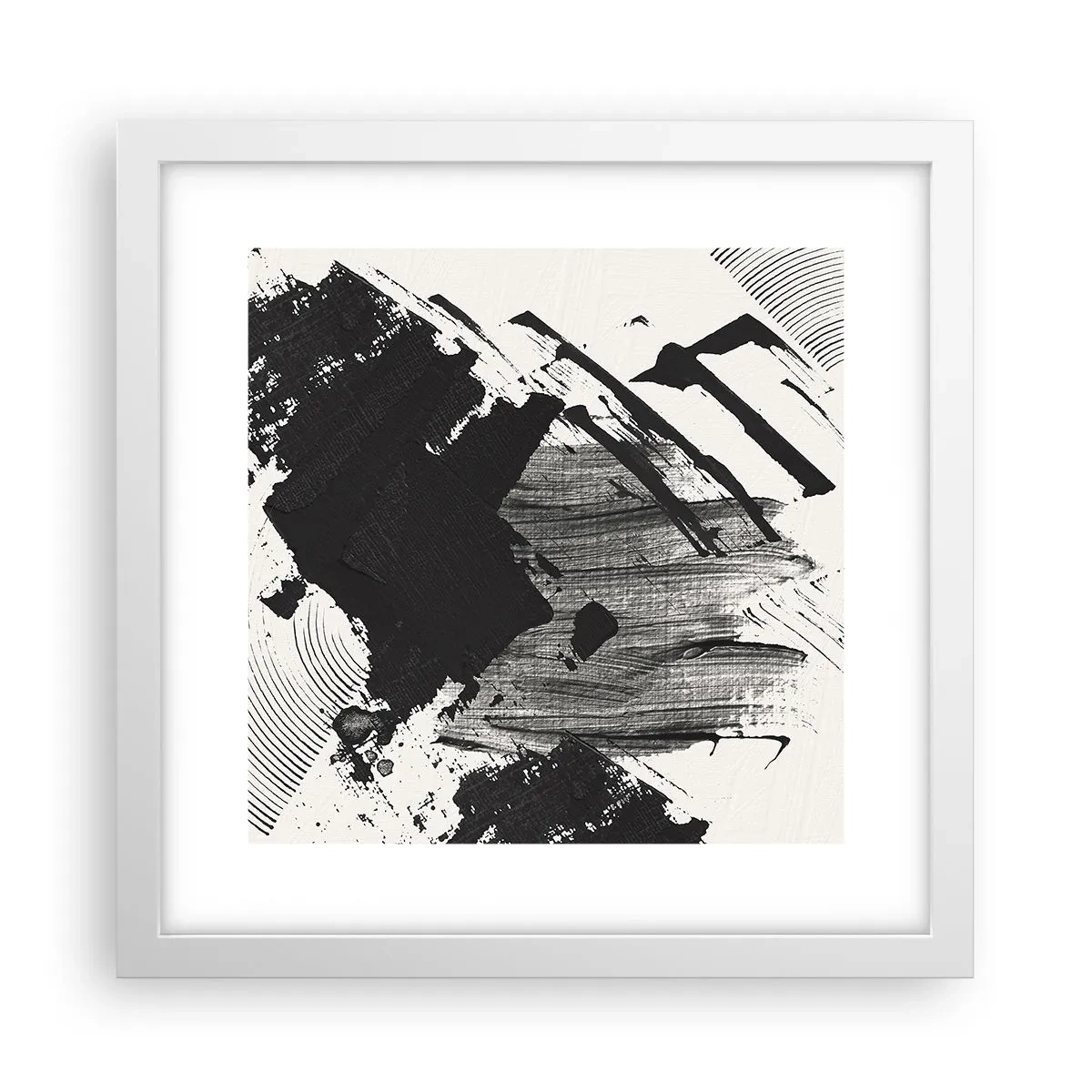 Poster în ramă albă - Abstracție - expresie de negru - 30x30 cm
