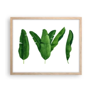 Poster în ramă de stejar deschis - Simetrie verde - 50x40 cm