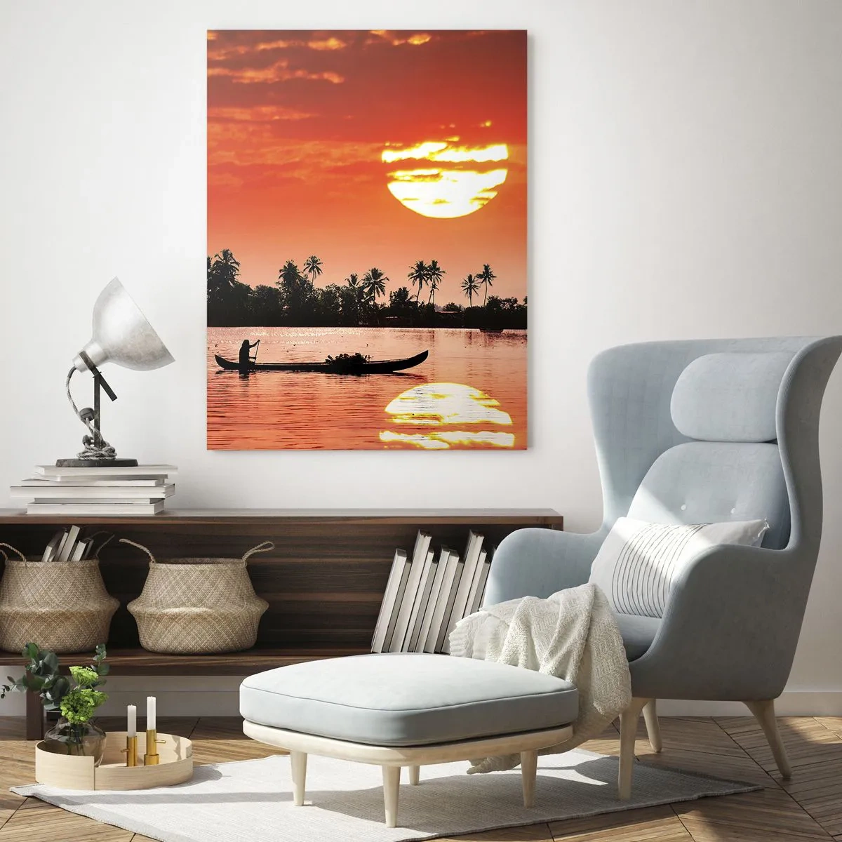 Tablou pe sticlă - Liniștea tropicelor la apus de soare - 50x70 cm