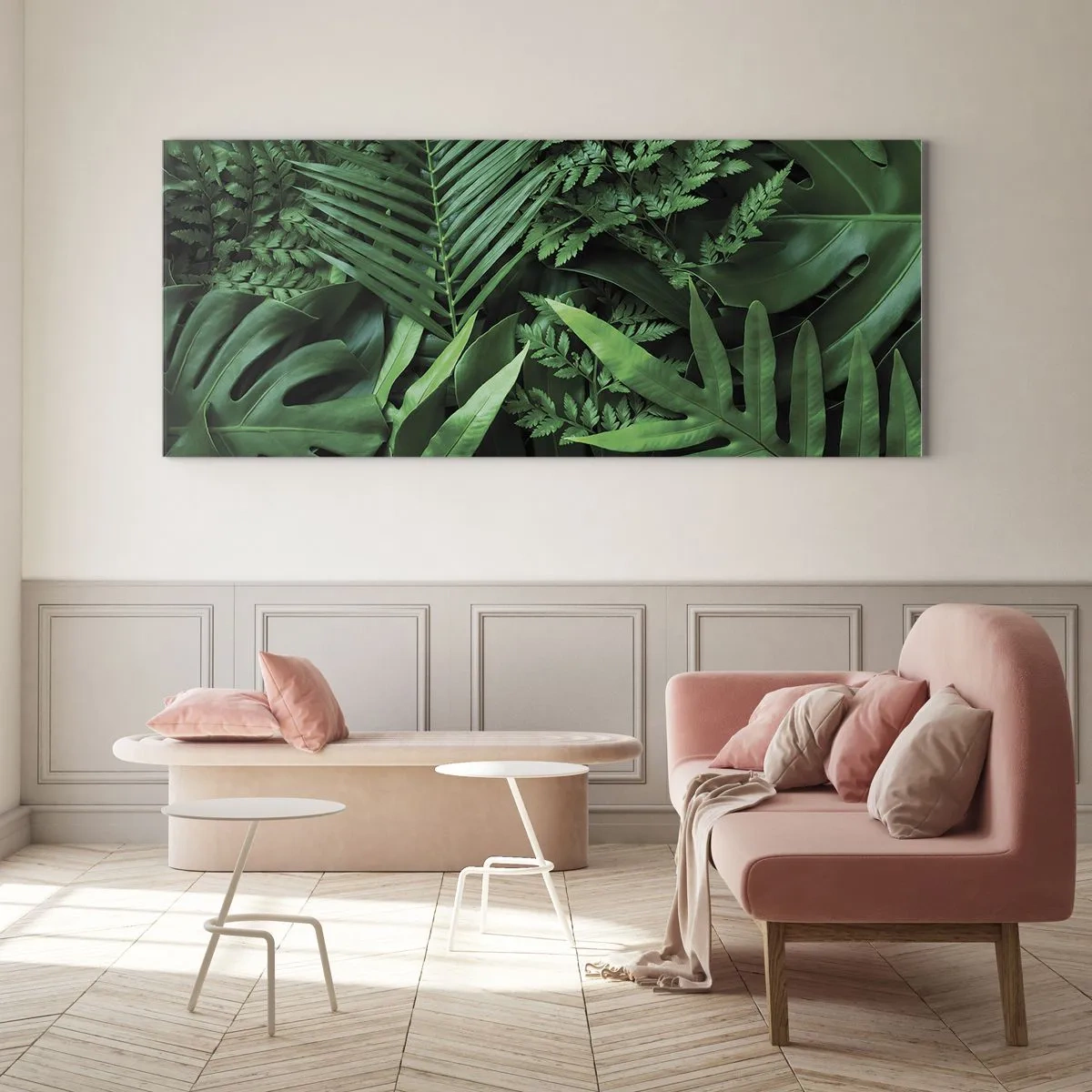 Tablou pe sticlă - Înfășurate în verde - 100x40 cm