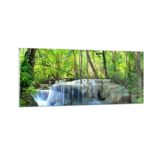 Tablou pe sticlă - Scufundat în turcoaz și verde - 100x40 cm