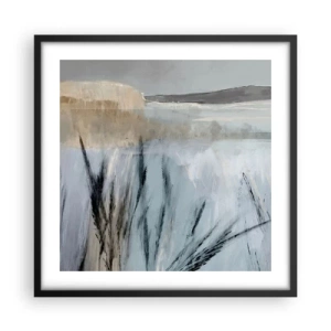 Poster în ramă neagră - Câmpuri de iarnă - 50x50 cm