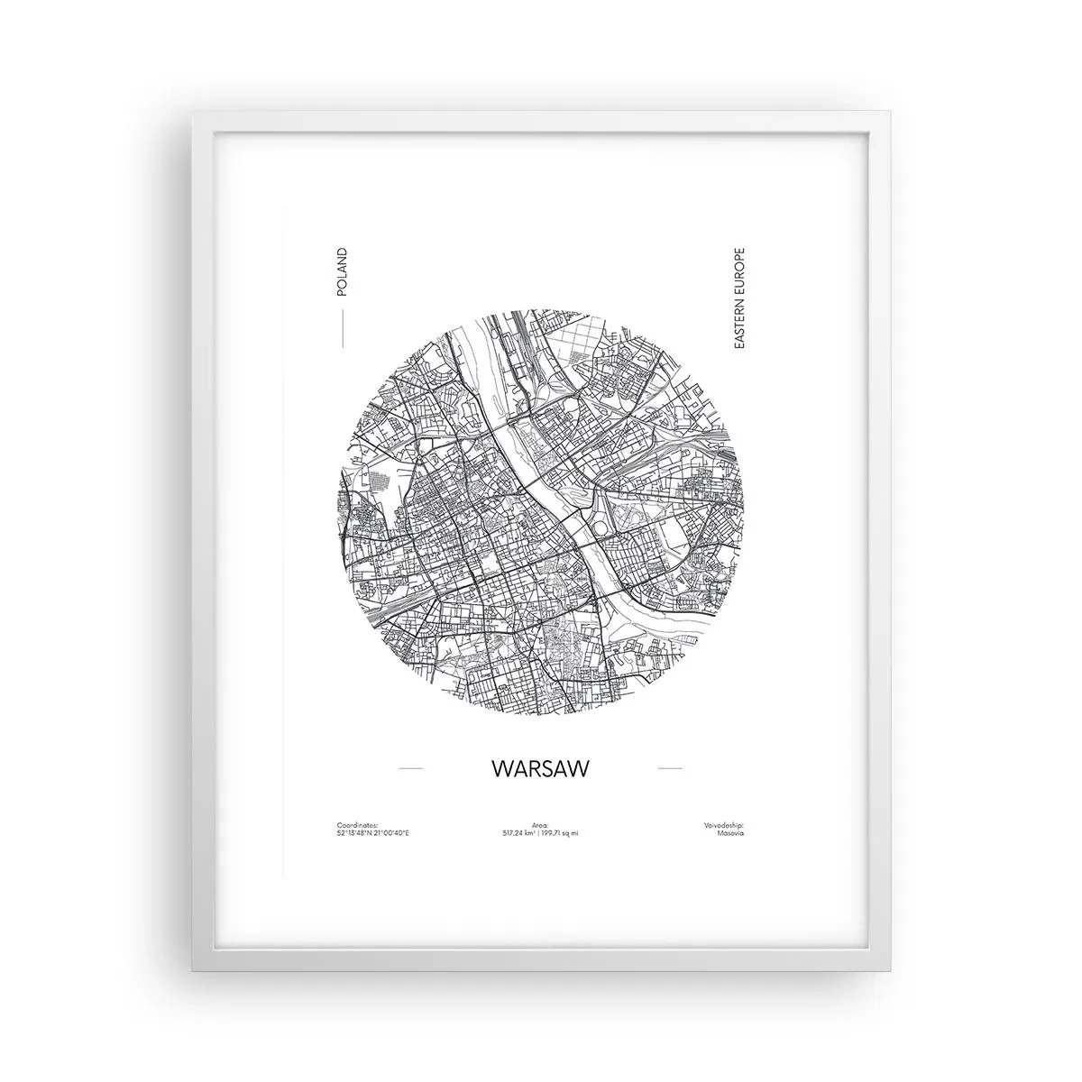 Poster în ramă albă - Anatomia Varșoviei - 40x50 cm