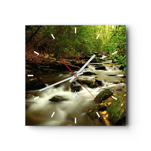 Ceas de perete - Ceas pe sticlă - Ca argintul lichid - 40x40 cm