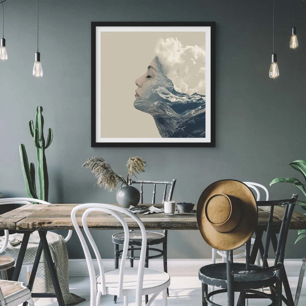 Poster în ramă neagră - Frumusețea elementelor - 50x50 cm