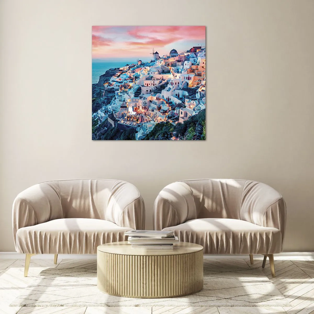 Tablou pe sticlă - Vacanța ta grecească - 60x60 cm