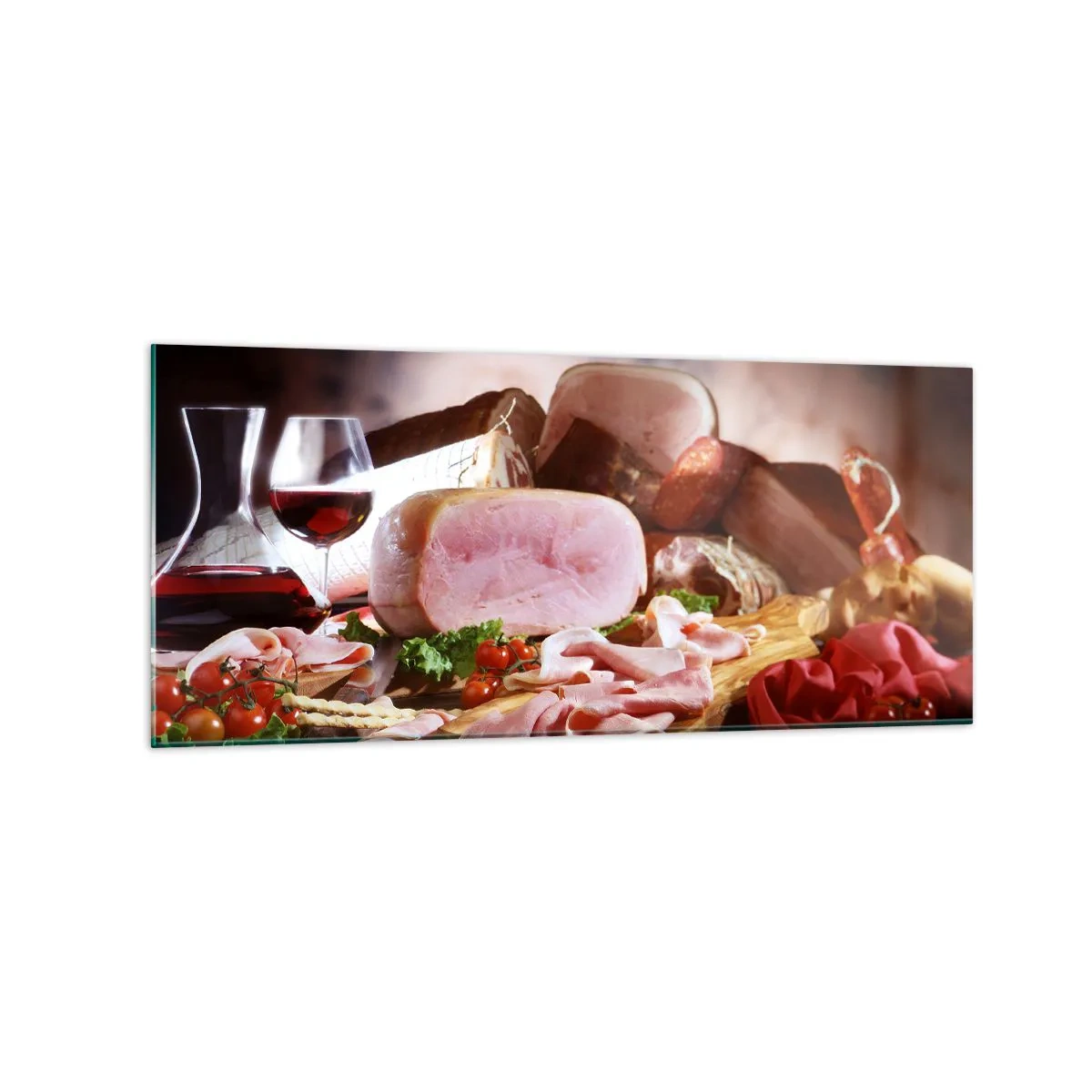Tablou pe sticlă - Un vis culinar cu o carafă - 120x50 cm