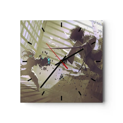 Ceas de perete - Ceas pe sticlă - Și tu poți fi samurai - 40x40 cm