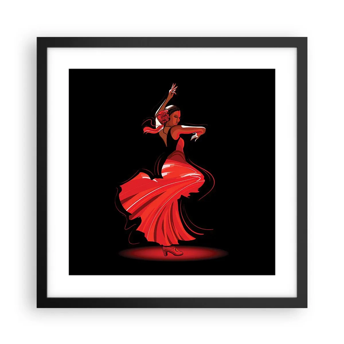 Poster în ramă neagră - Spiritul înflăcărat al flamenco-ului - 40x40 cm
