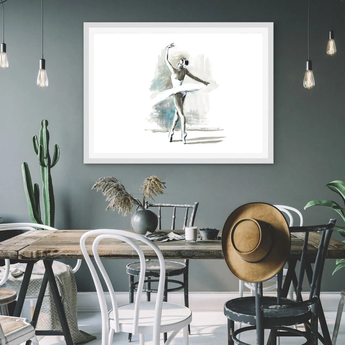 Poster în ramă albă - Fermecată într-o lebădă - 40x30 cm